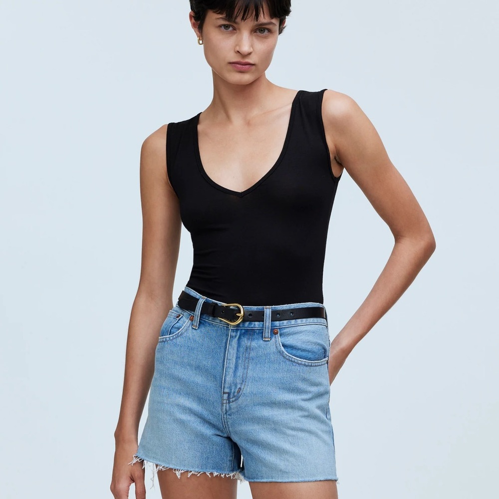 Madewell Relaxed Raw Hem High Rise Denim Shorts in Lytle Wash